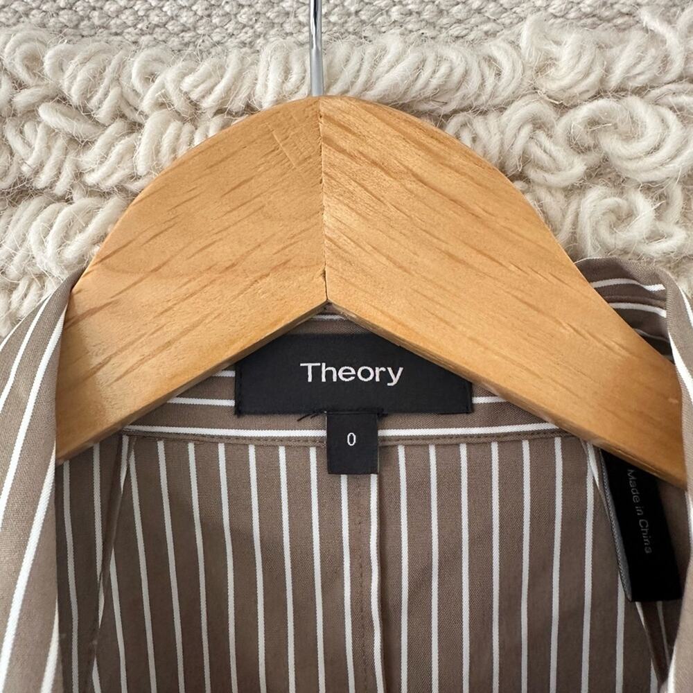 Theory Dr Poplin Belted Pinstripe Dress - Picture 3 of 6